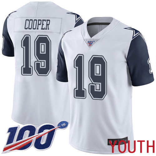 Youth Dallas Cowboys Limited White Amari Cooper #19 100th Season Rush Vapor Untouchable NFL Jersey->youth nfl jersey->Youth Jersey